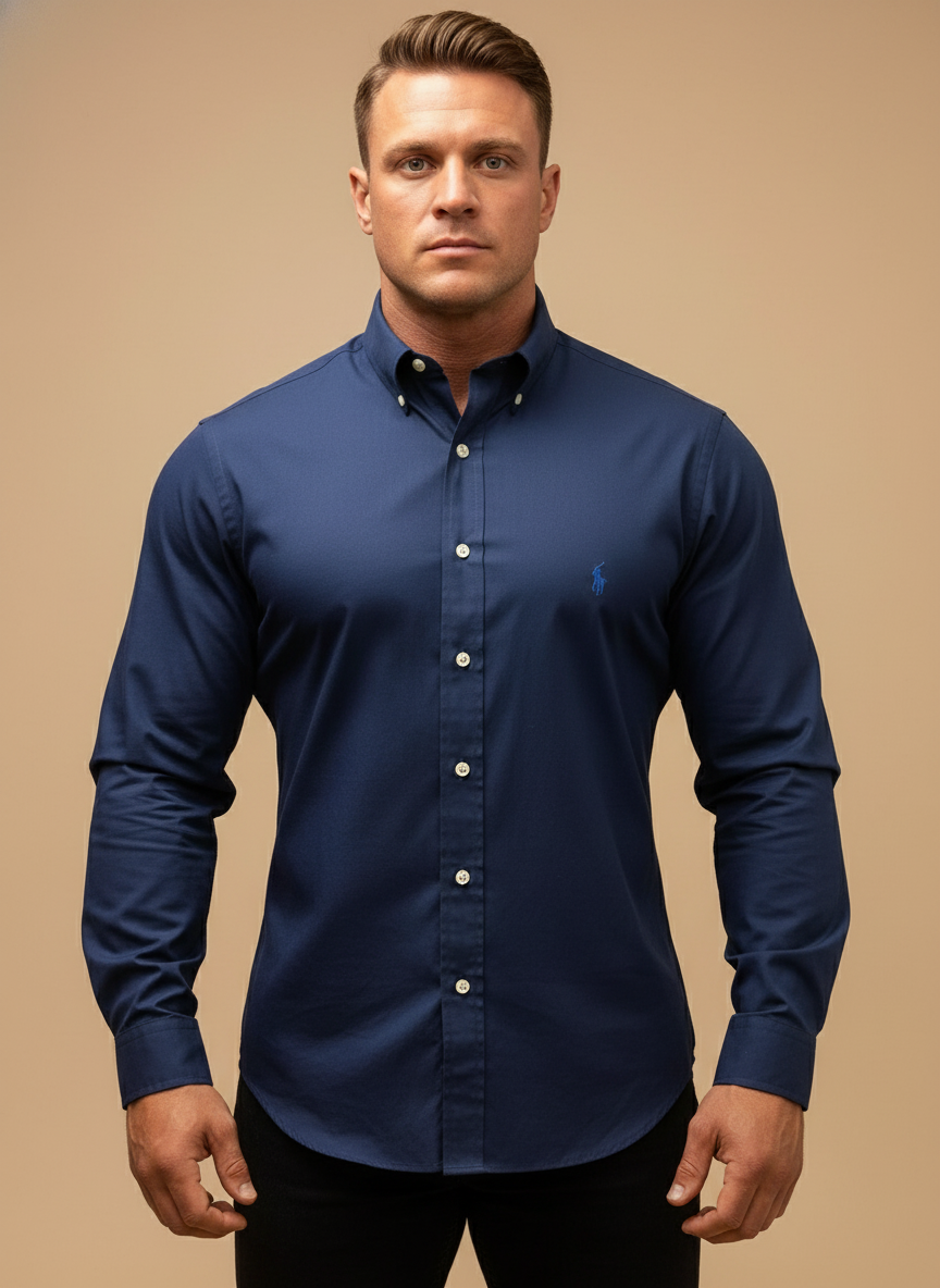 Camisa de botones Polo Ralph Lauren 🏇🏼 en color azul navy Talla M Entalle Slim Fit