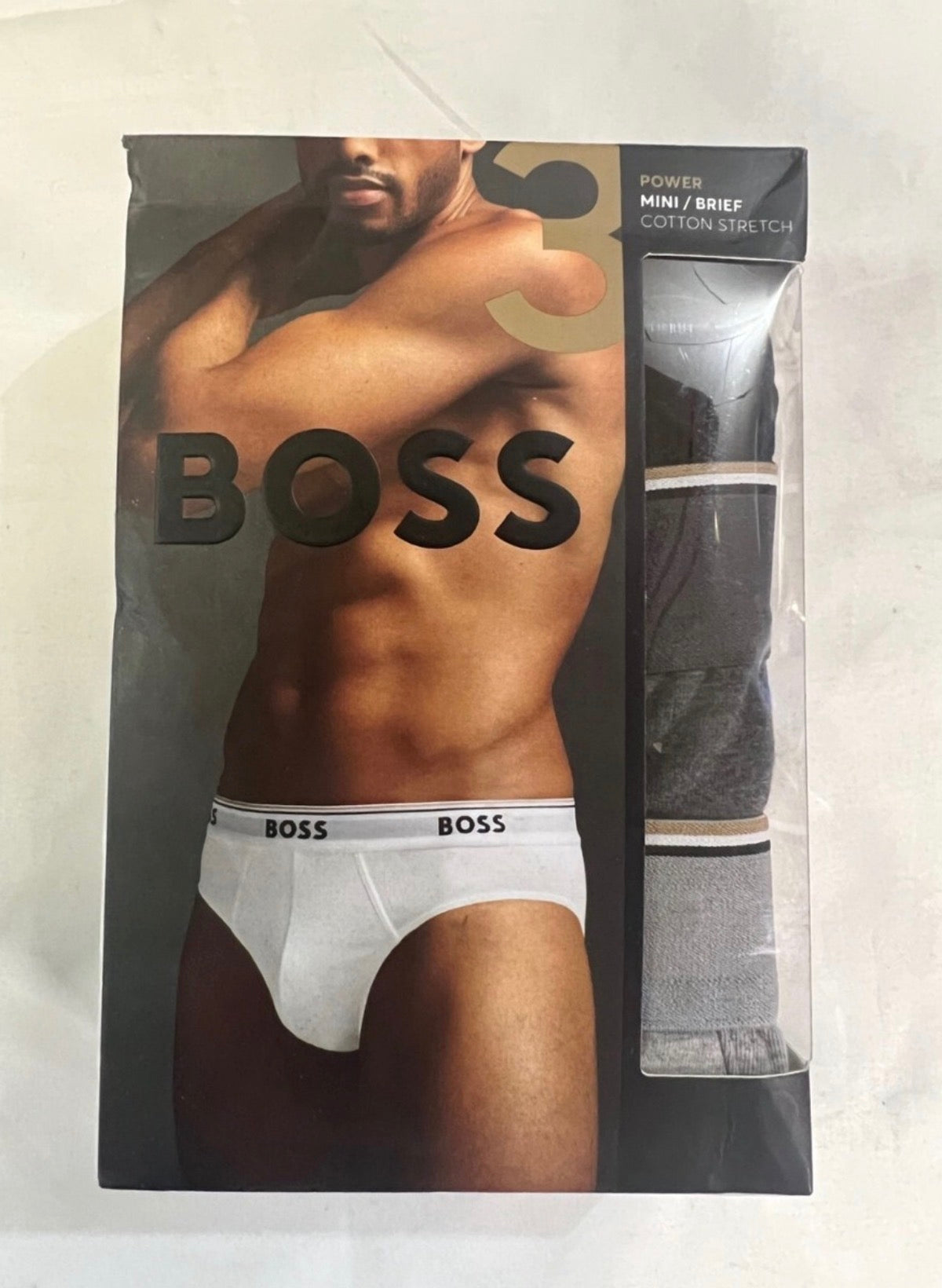 Paquete de 3 Calzoncillos a la cintura Hugo Boss 🇩🇪 - Tela algodon stretch en color negro y gris Talla S