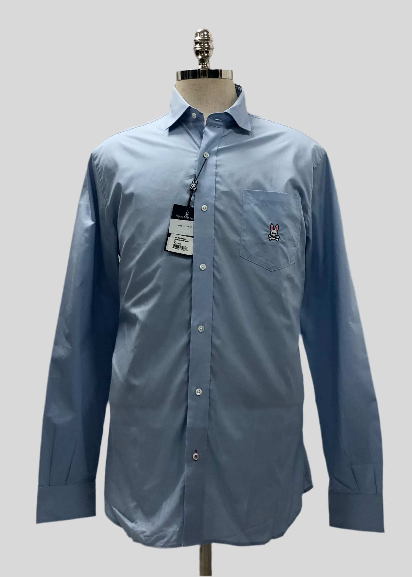 Camisa de botones Psycho Bunny 🐰  Color celeste claro con logo tradicional Talla L Entalle Regular