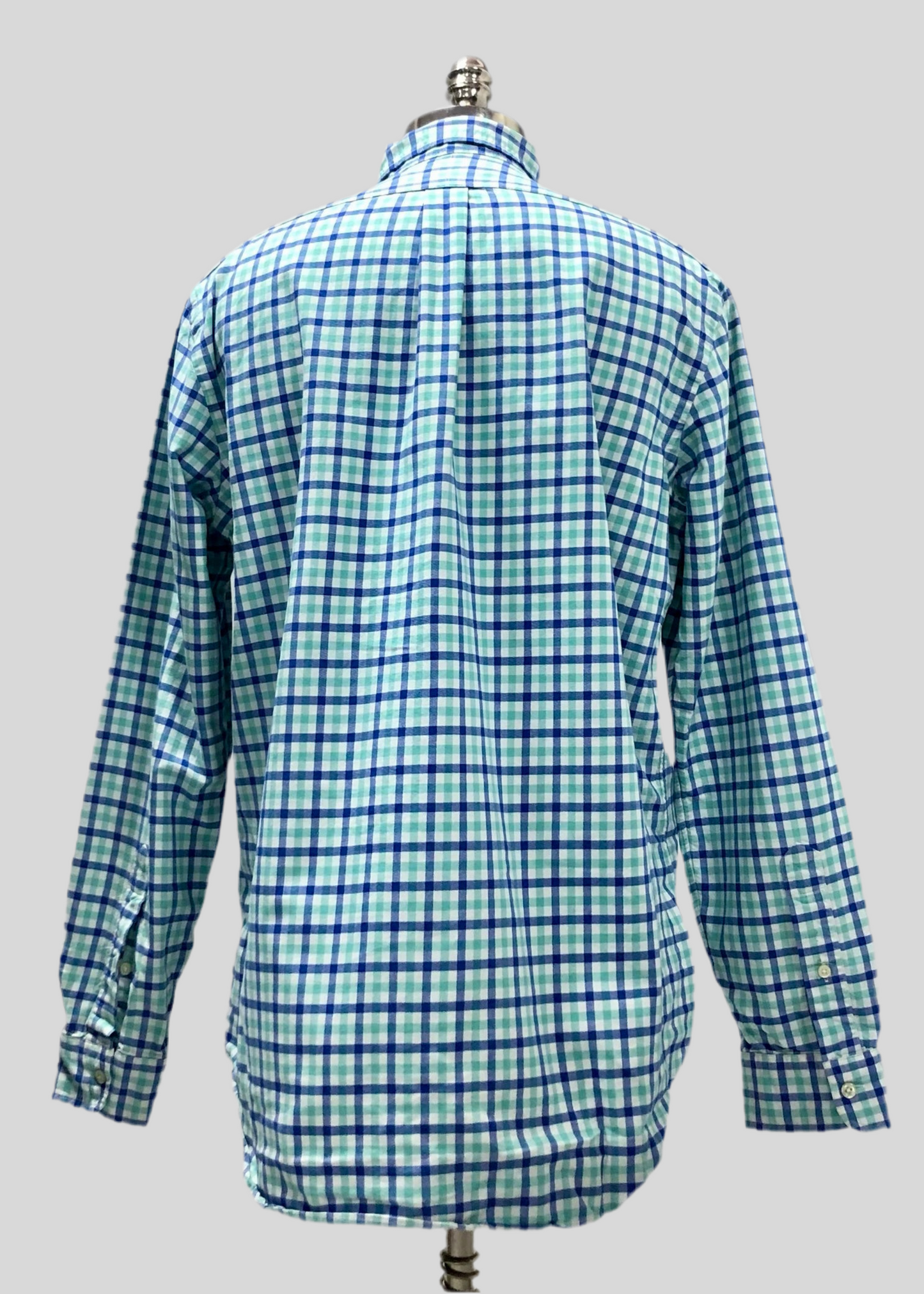 Camisa Polo Ralph Lauren 🏇🏼 con patron de cuadros gingham turquesa, azul y blanco Talla L Entalle Regular
