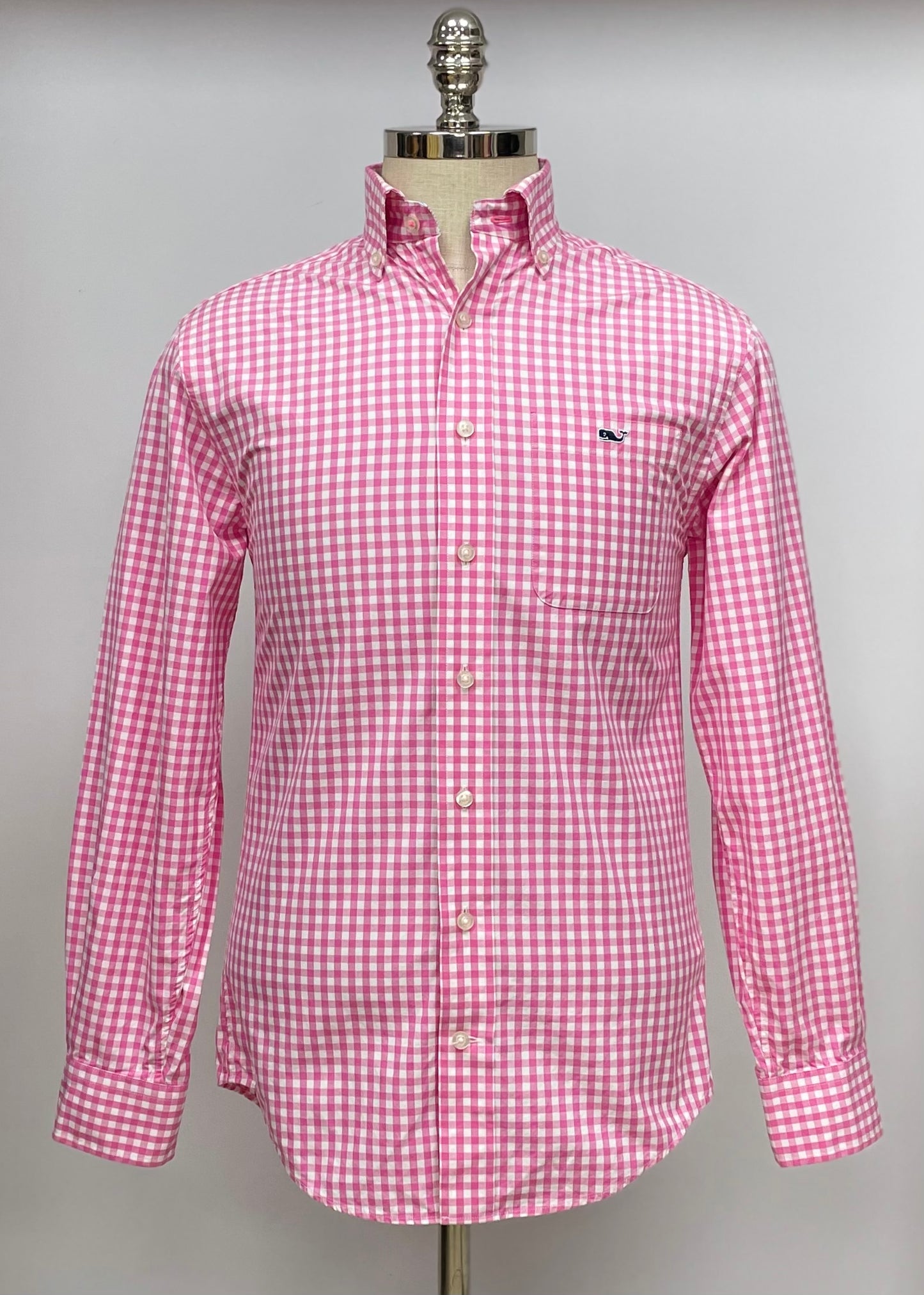 Camisa de cuadros Vineyard Vines 🐳 de cuadros gingham en color rosado y blanco Talla S Entalle Clásico