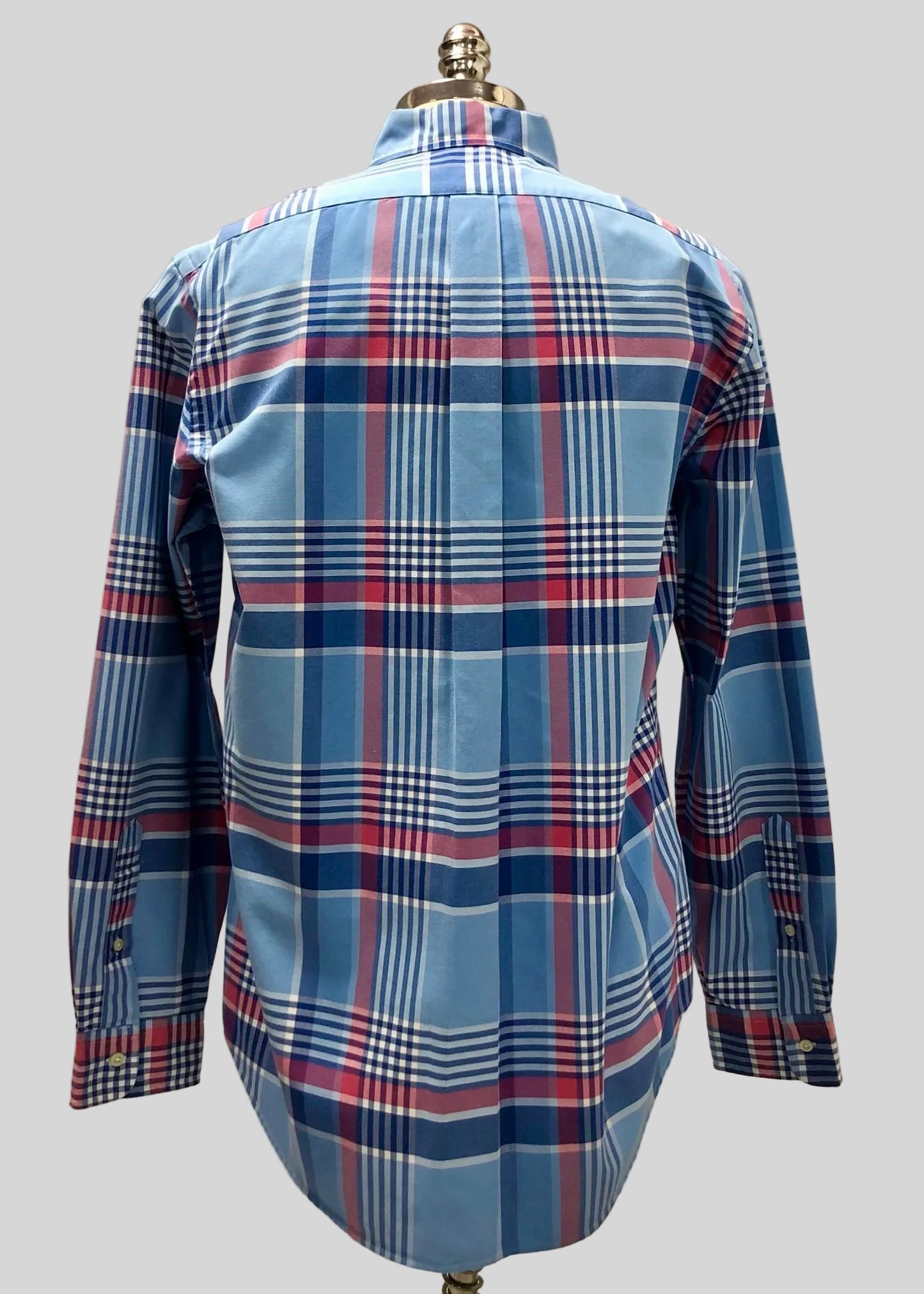 Camisa Polo Ralph Lauren 🏇🏼 Oxford con patron de cuadros tartán en color celeste, azul y rosado Talla L Entalle Regular