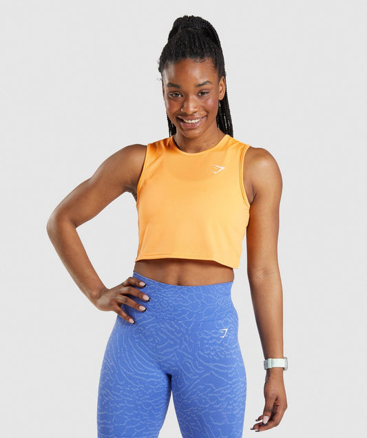 Camiseta crop top de mujer Gymshark Performance en color mostaza Talla L