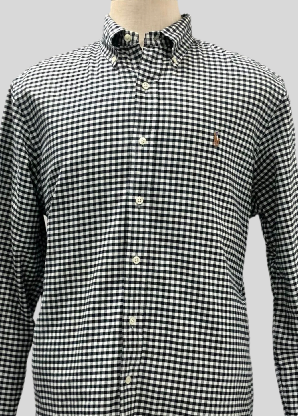 Camisa Polo Ralph Lauren 🏇🏼 de cuadros gingham negro y blanco Talla L Entalle Regular (ver descripción)