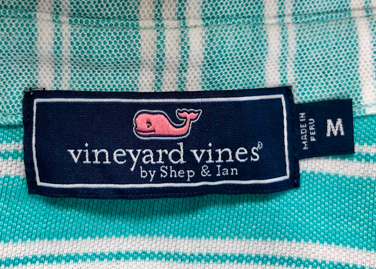 Camiseta Polo Vineyard Vines 🐳 con rayas en turquesa y blanco Talla M Entalle Regular