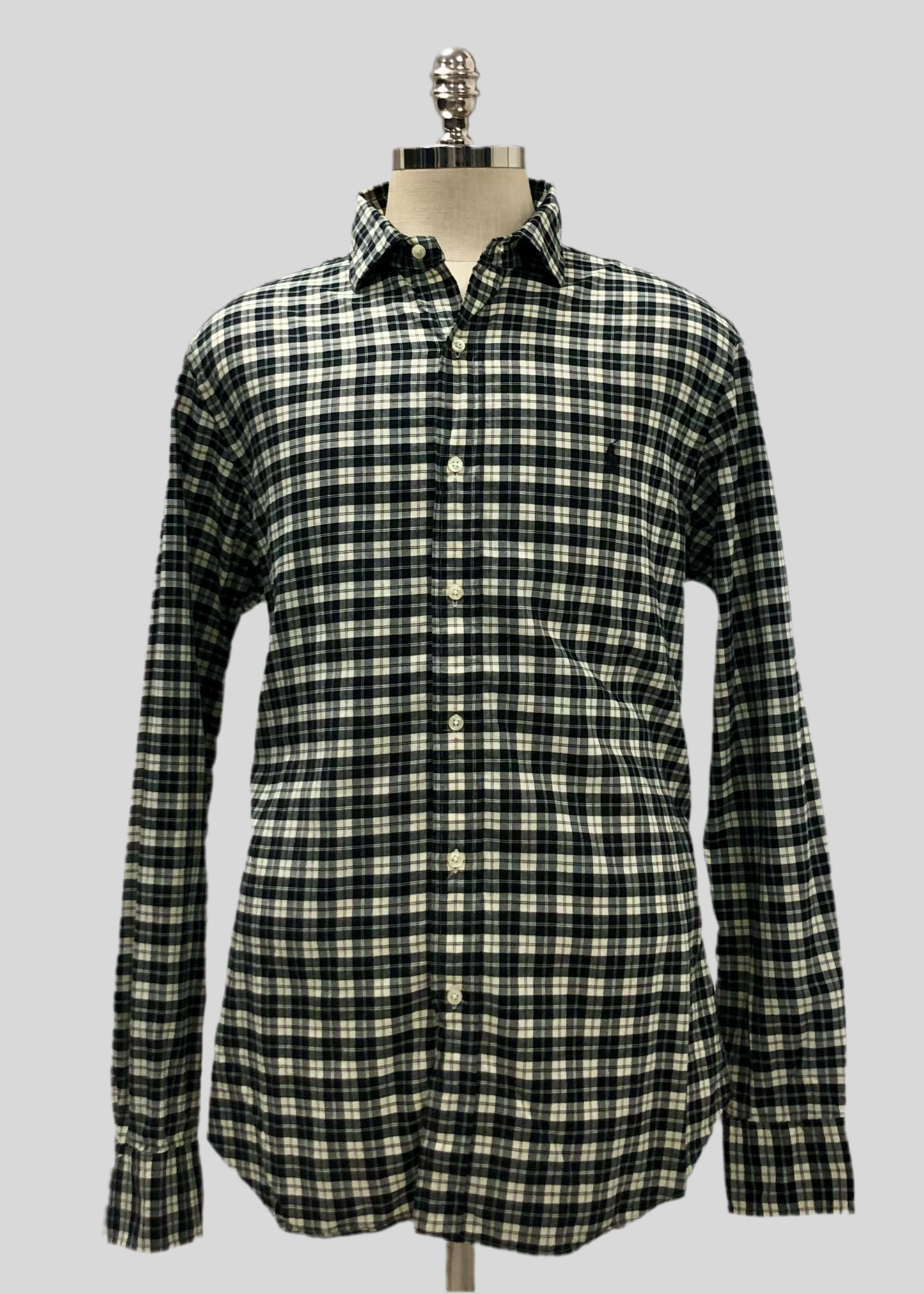 Camisa Polo Ralph Lauren 🏇🏼 con patron de cuadros negro y blanco Talla XL Entalle Slim Fit