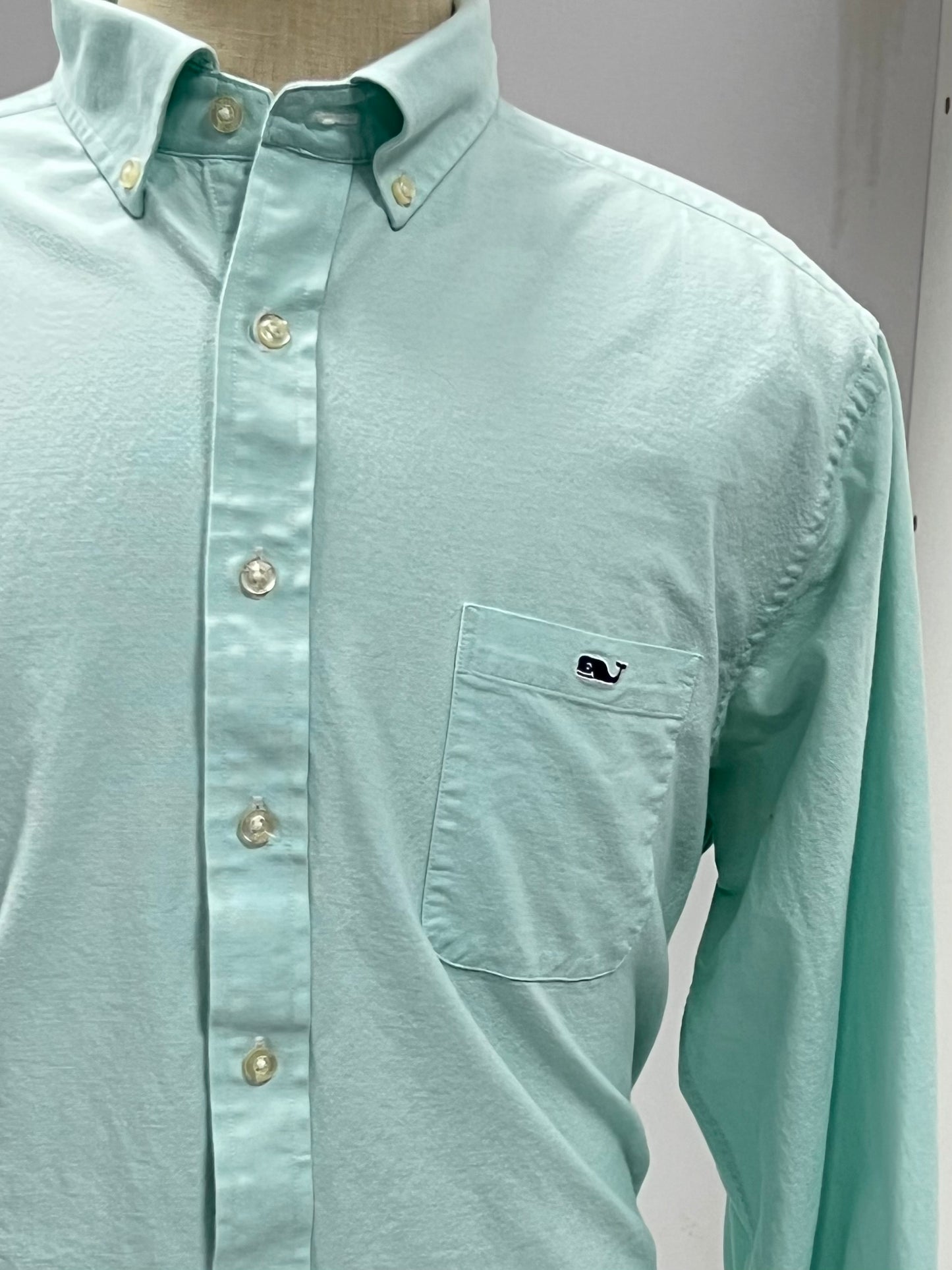 Camisa de botones Vineyard Vines 🐳 Oxford Color verde claro Talla L Entalle Slim Fit