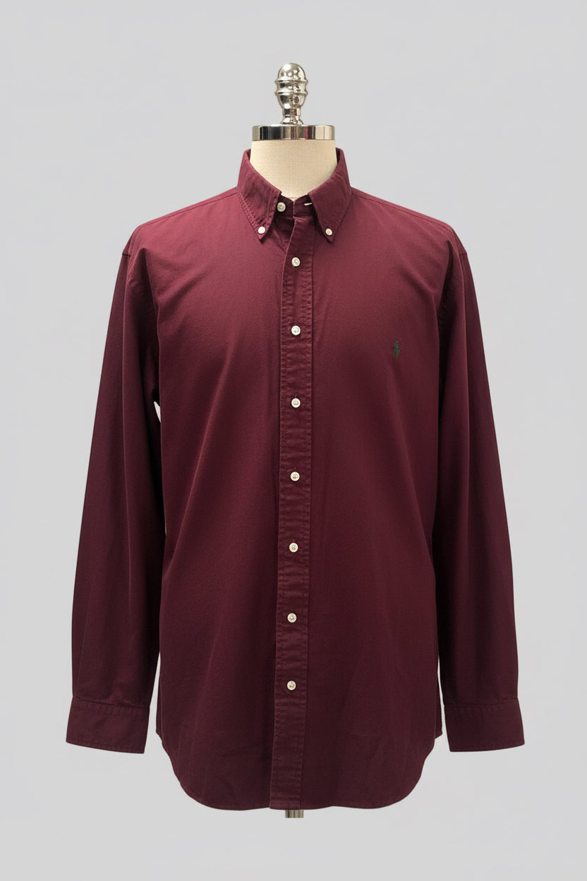 Camisa de botones Polo Ralph Lauren 🏇🏼 Oxford en color rojo oscuro Talla XXL Entalle Regular