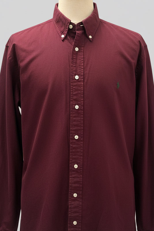 Camisa de botones Polo Ralph Lauren 🏇🏼 Oxford en color rojo oscuro Talla XXL Entalle Regular