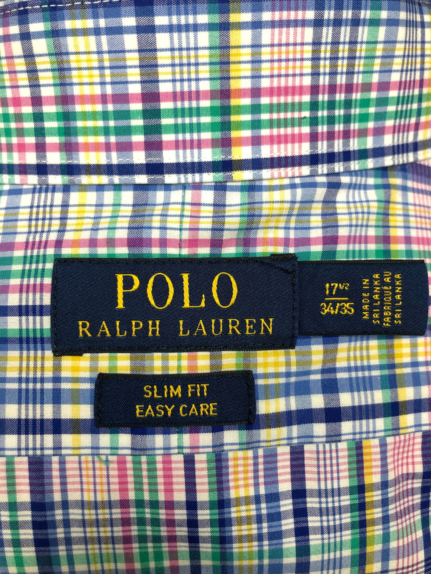 Camisa Polo Ralph Lauren 🏇🏼 con patron de cuadros tartan multicolor Talla XL Entalle Slim Fit