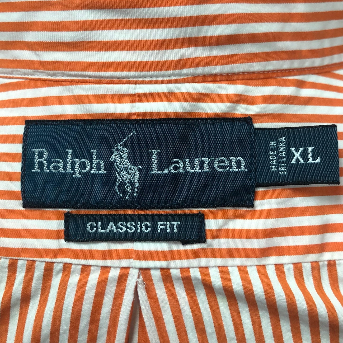 Camisa de botones Polo Ralph Lauren 🏇🏼 con patron de rayas en color naranja y blanco Talla XL Entalle Clásico