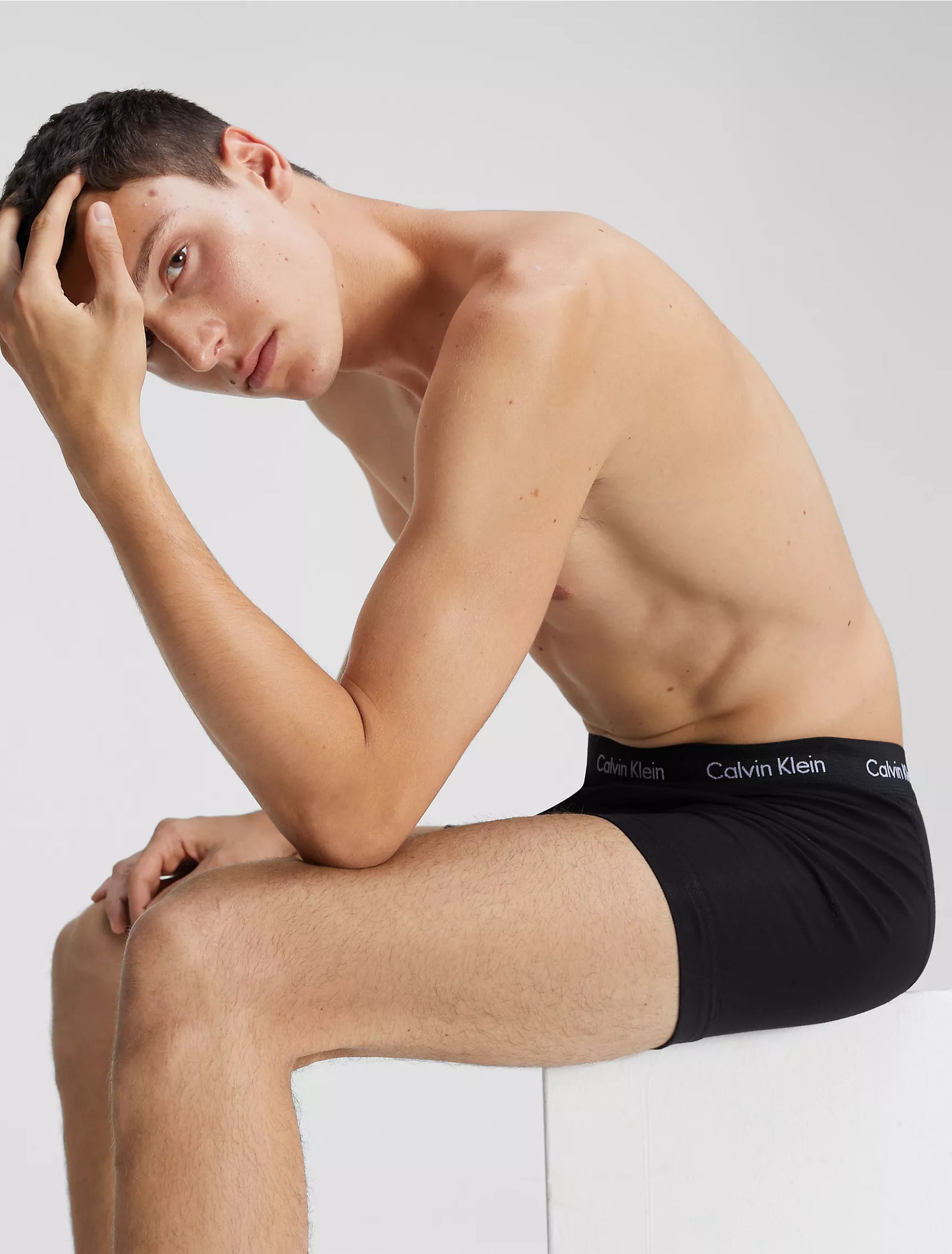 Paquete de 3 Calzoncillos tipo Boxer Calvin Klein Cotton Stretch en color negro - Tela ligera en Talla S