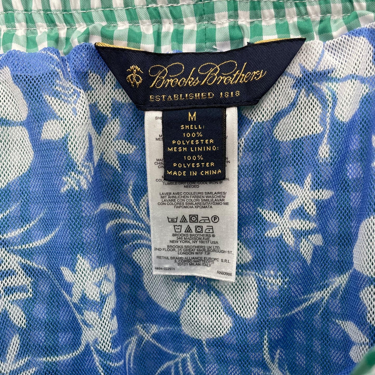 Short de baño Brooks Brothers 🐑  con patron de cuadro gingham color verde y blanco talla M