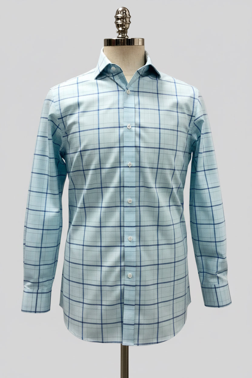 Camisa de botones Michael Kors 🇺🇸 de cuadros en celeste y azul Talla M Entalle Regular