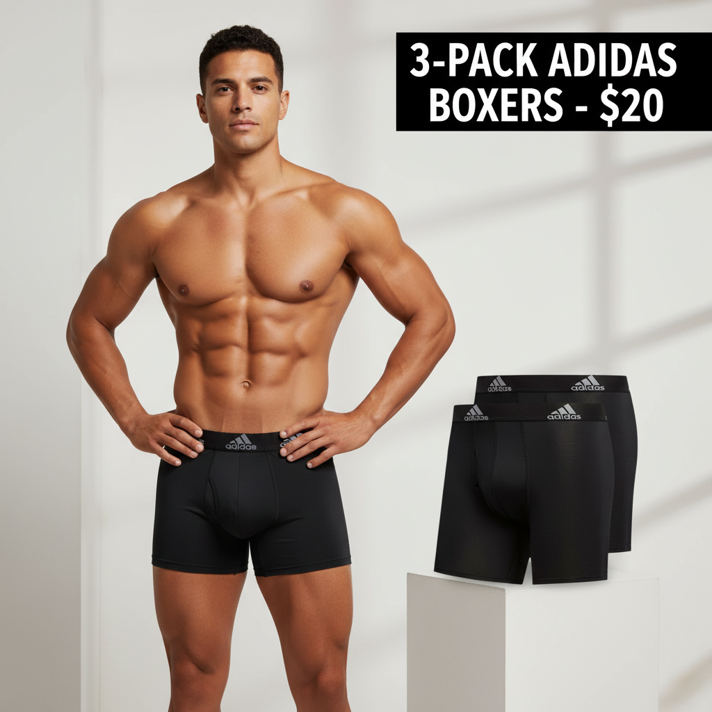 Combo de 3 Boxers Briefs Adidas Tela Performance Mesh color Negro y Gris Talla M
