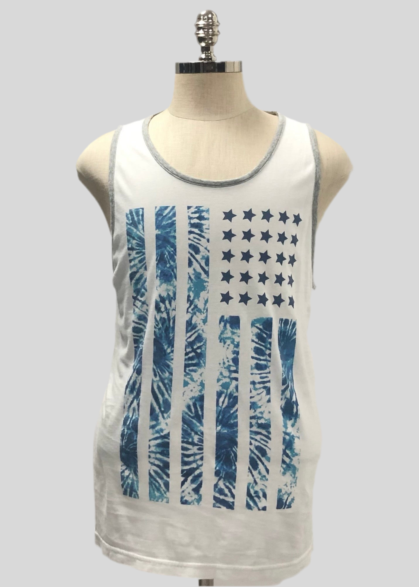 Camiseta sin mangas Aeropostale diseño de bandera en blanco y azul Talla M