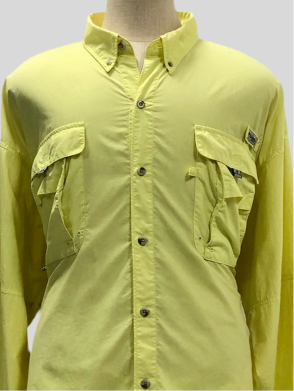 Camisa Columbia 🔹color amarillo intenso con Omni Shade Manga larga Talla 3XL