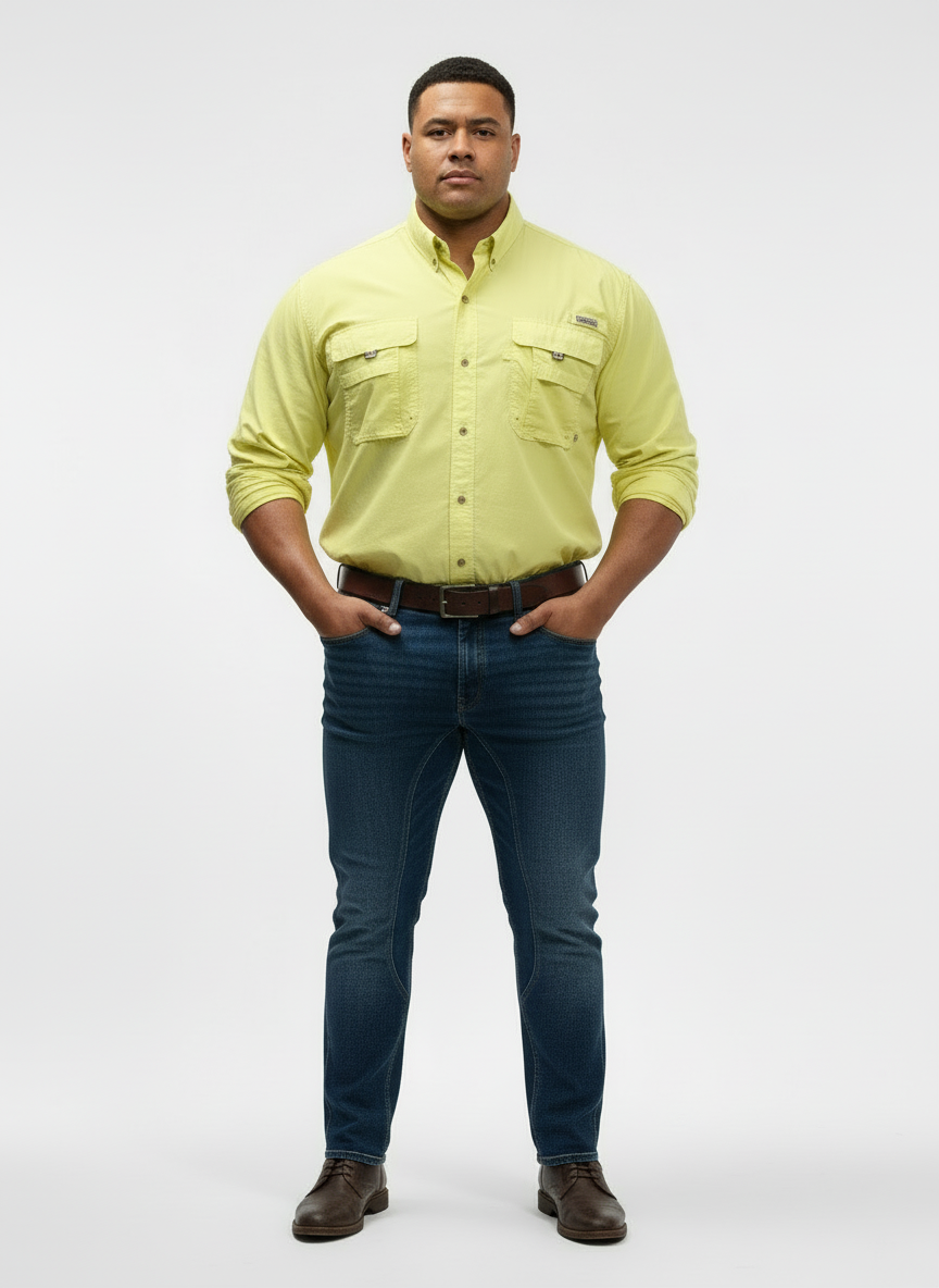 Camisa Columbia 🔹color amarillo intenso con Omni Shade Manga larga Talla 3XL