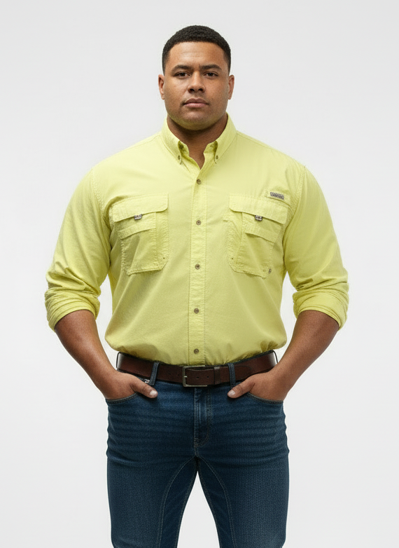 Camisa Columbia 🔹color amarillo intenso con Omni Shade Manga larga Talla 3XL