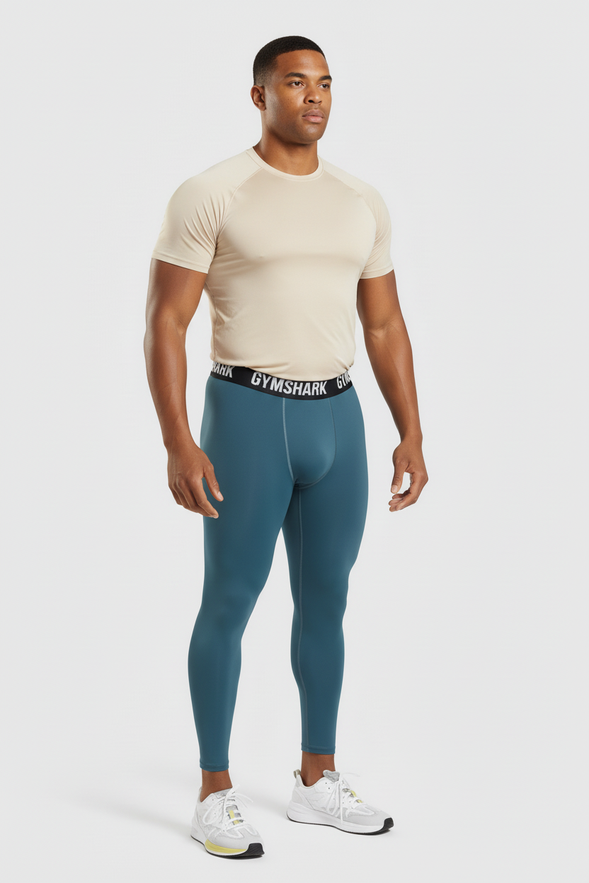 Mallas de entrenamiento Gymshark 🏋🏽 para hombre en Color verde azulado y logo en blanco Talla M