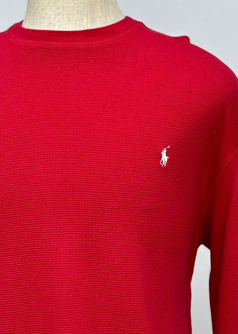 Camiseta cuello redondo Polo Ralph Lauren 🏇🏼 Waffle color rojo manga larga Talla XXL