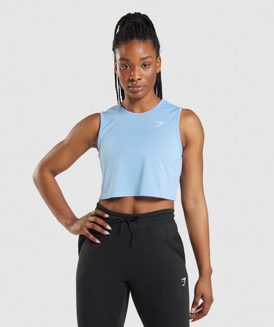 Camiseta crop top de mujer Gymshark Performance en color celeste Talla L