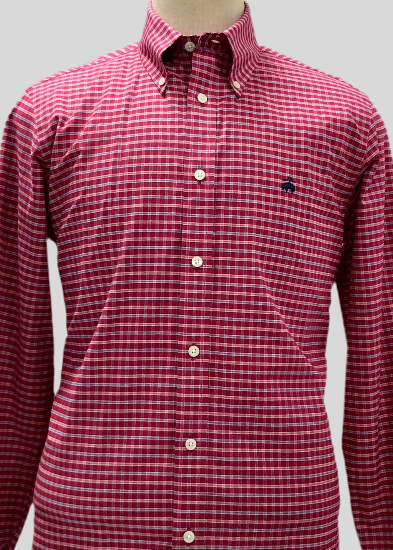 Camisa Brooks Brothers 🐑 color rojo con cuadros en azul y blanco Talla M Entalle Regular