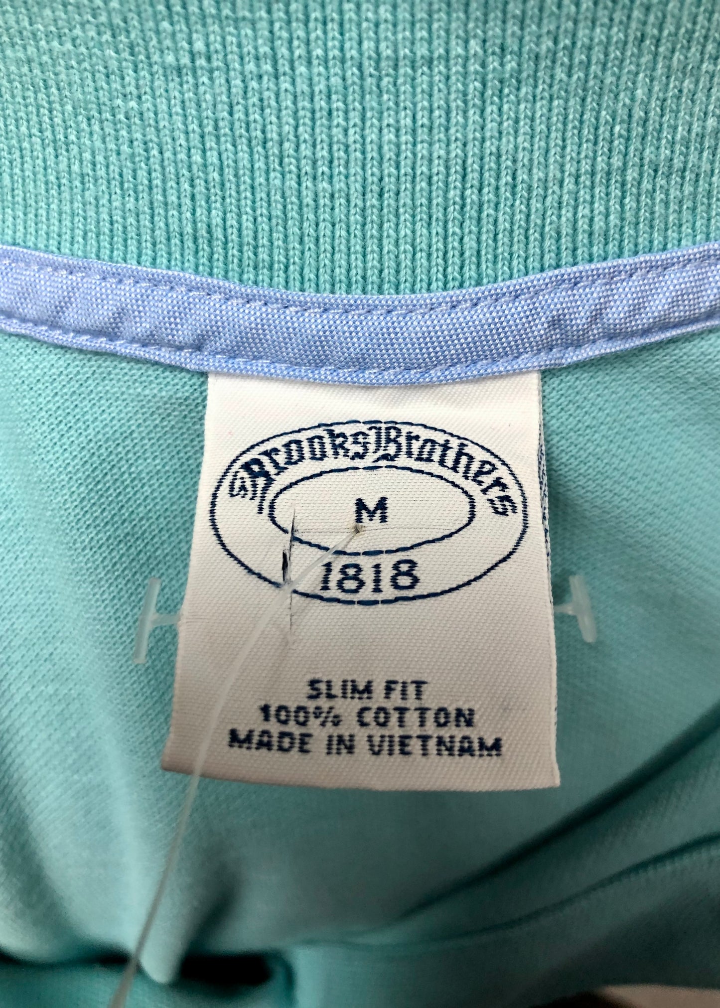 Camiseta Polo Brooks Brothers 🐑 color turquesa claro Talla M Entalle Slim Fit