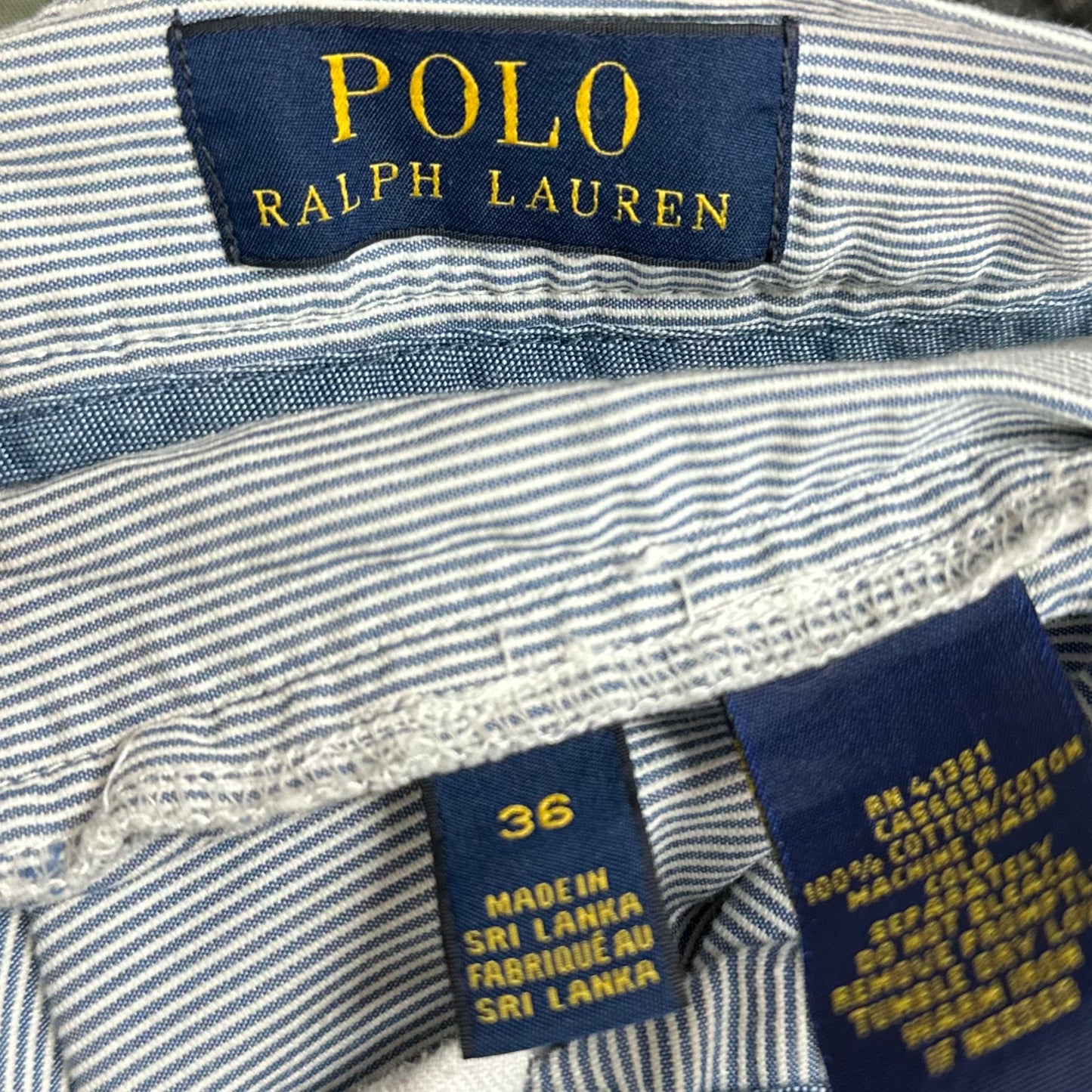 Short Casual Polo Ralph Lauren con patron de rayas en color azul y blanco talla 36