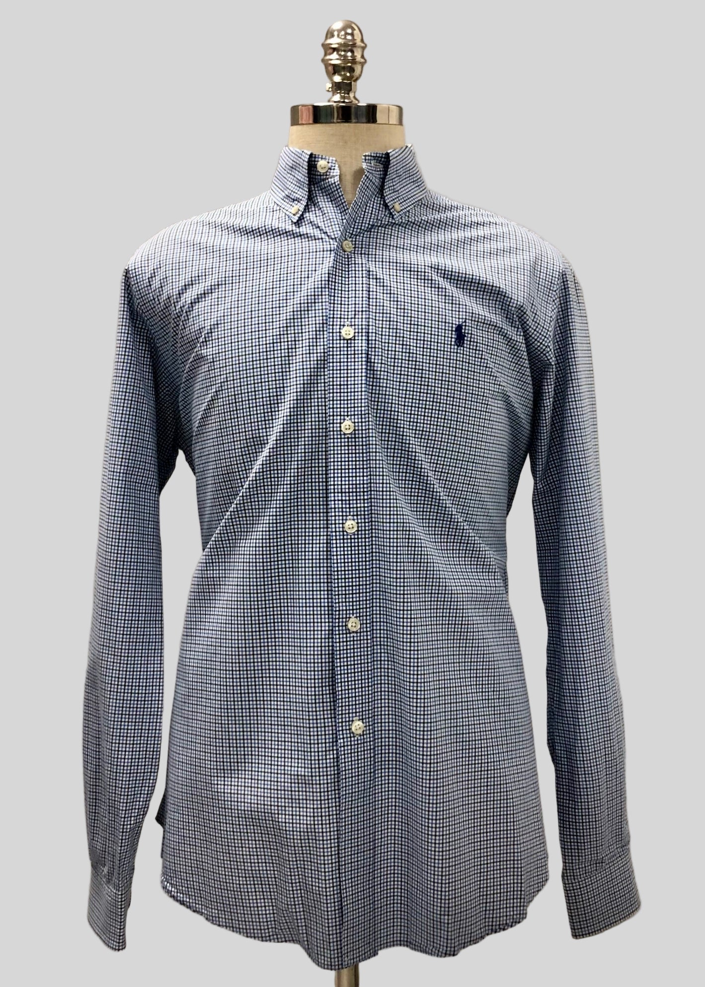 Camisa Polo Ralph Lauren 🏇🏼 de cuadros en color azul, negro y blanco Talla L Entalle Regular