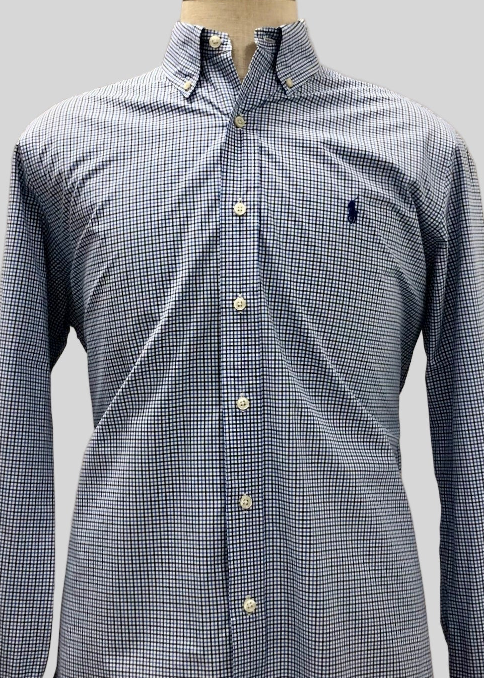 Camisa Polo Ralph Lauren 🏇🏼 de cuadros en color azul, negro y blanco Talla L Entalle Regular