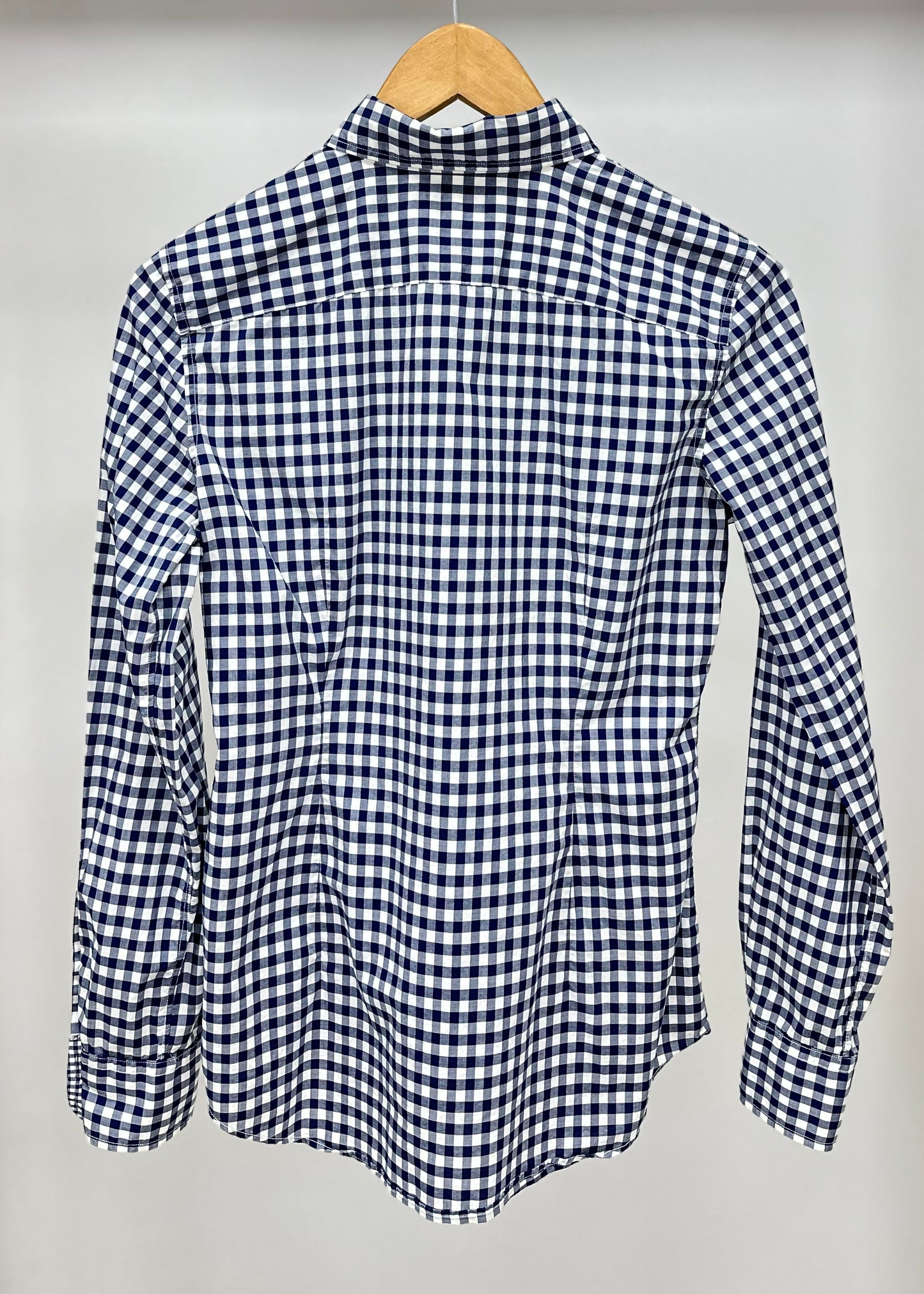 Camisa de mujer Polo Ralph Lauren 🏇🏼 con patrón de cuadros gingham azul y blanco Talla S Entalle Slim Fit