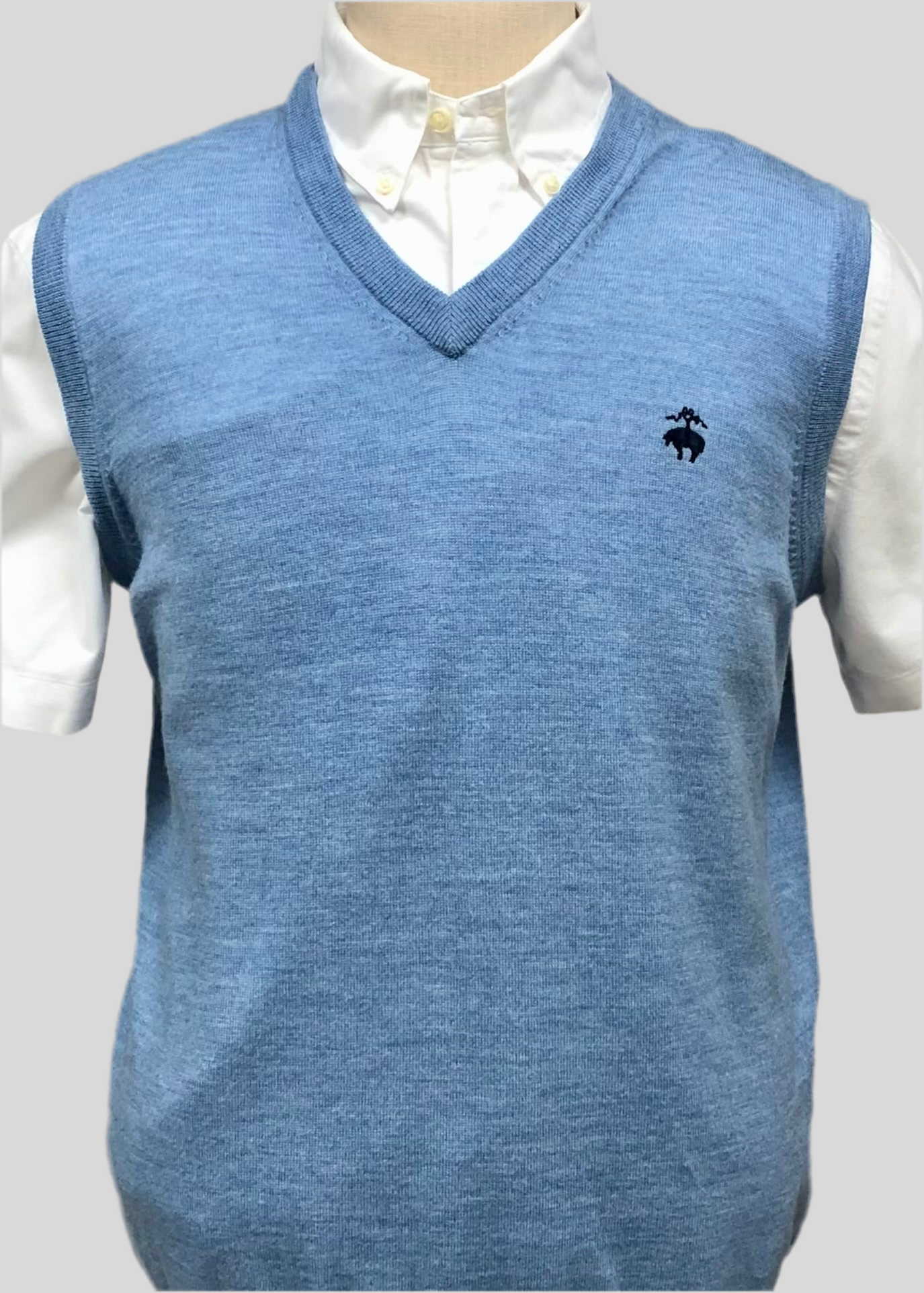 Sueter Jersey cuello V Brooks Brothers 🐑 color celeste Talla L (ver descripción)