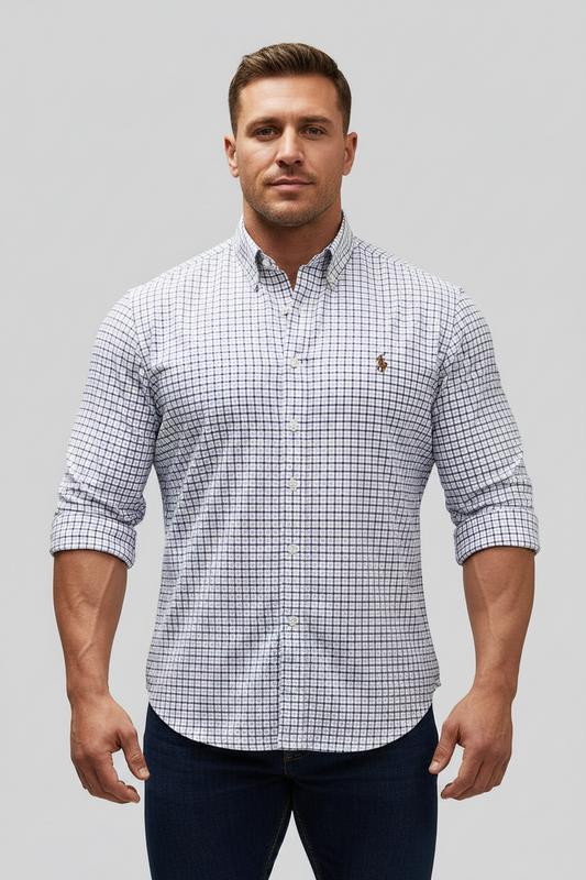 Camisa de botones Polo Ralph Lauren 🏇🏼 Oxford color blanco de cuadros rosado y azul Talla XL Entalle Regular