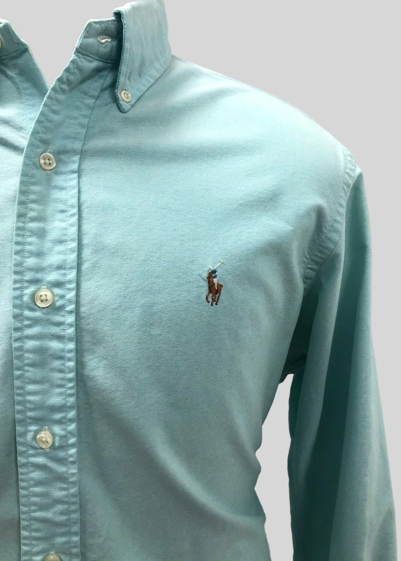 Camisa de botones Polo Ralph Lauren 🏇🏼 Oxford color turquesa Talla L Entalle Regular (ver descripción)