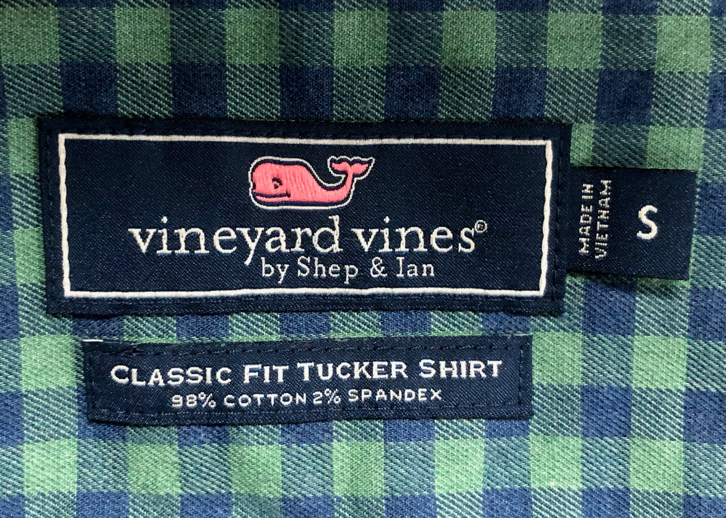 Camisa de botones Vineyard Vines 🐳 de cuadros en color verde y azul Talla S entalle clásico