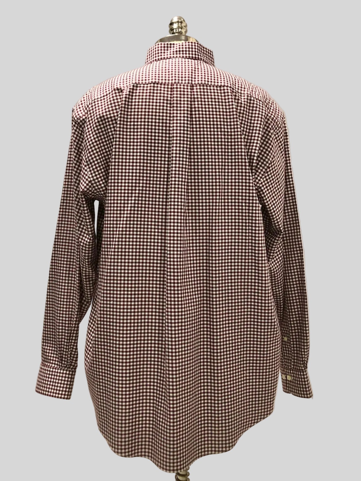 Camisa Brooks Brothers 🐑 con patrón de cuadros gingham en rojo oscuro y blanco Talla XL Entalle Regular