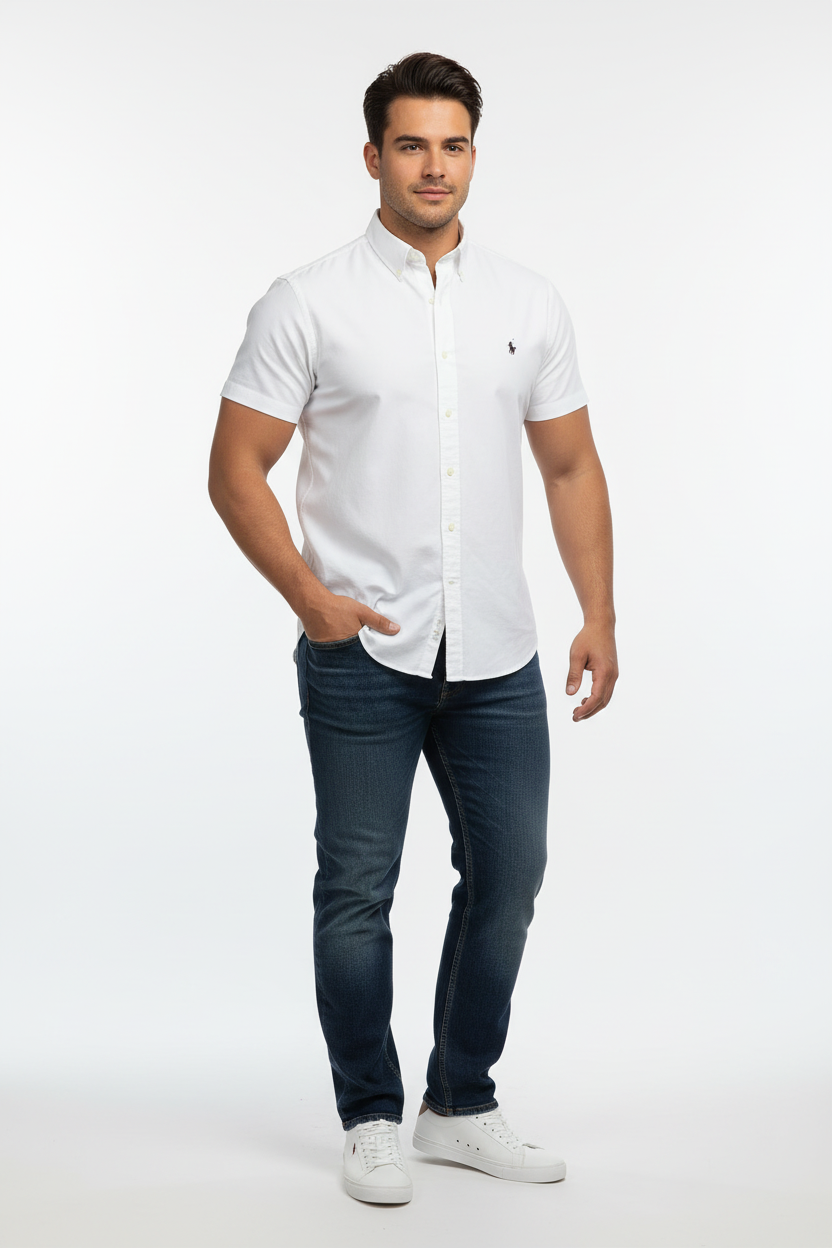 Camisa de botones Polo Ralph Lauren 🏇🏼 Oxford en color blanco Talla XL Entalle Clásico