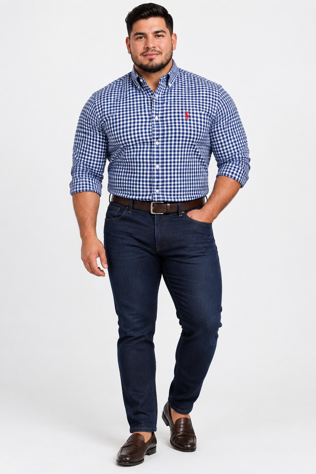 Camisa Polo Ralph Lauren 🏇🏼 de cuadros gingham azul y blanco Talla XL Entalle Clásico