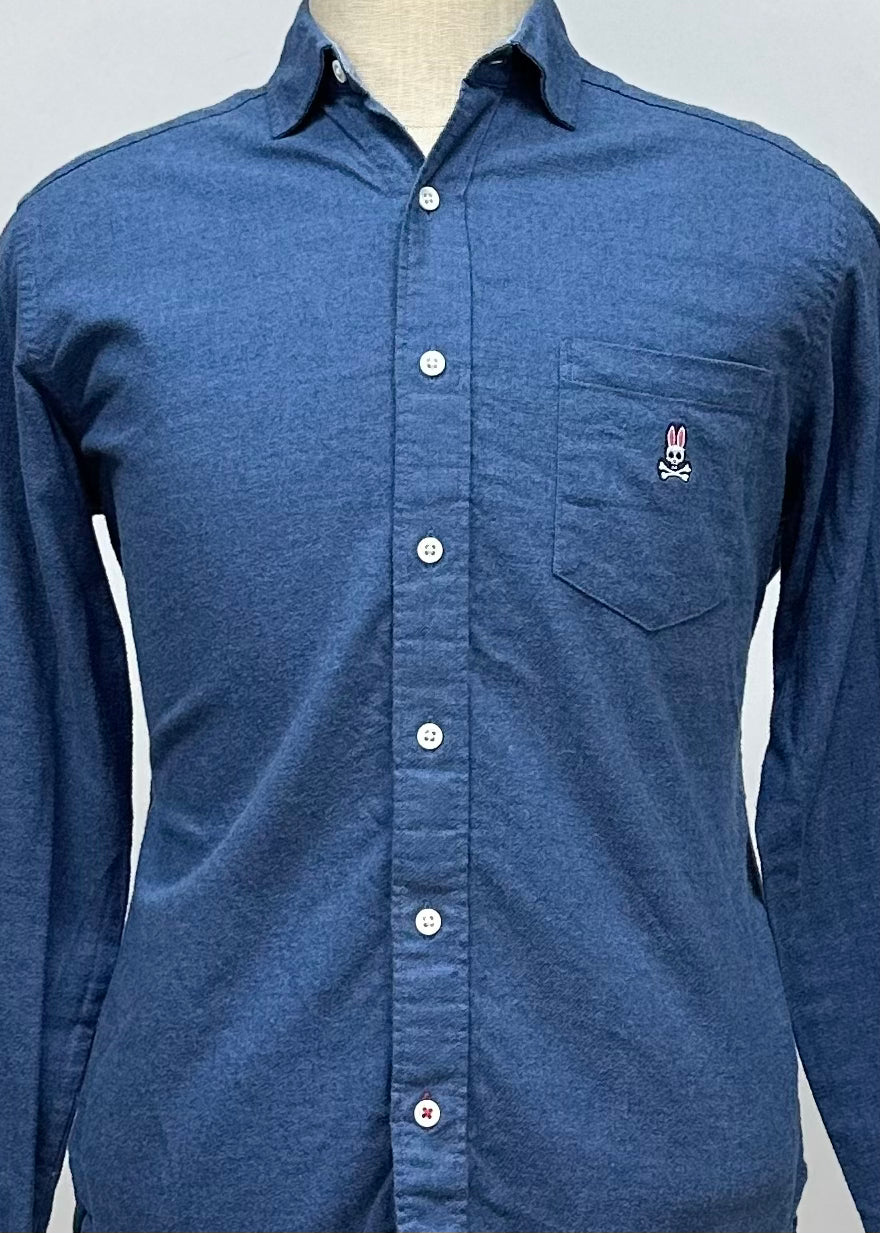 Camisa de botones Psycho Bunny 🐰 en color azul oscuro Talla M Entalle Slim Fit