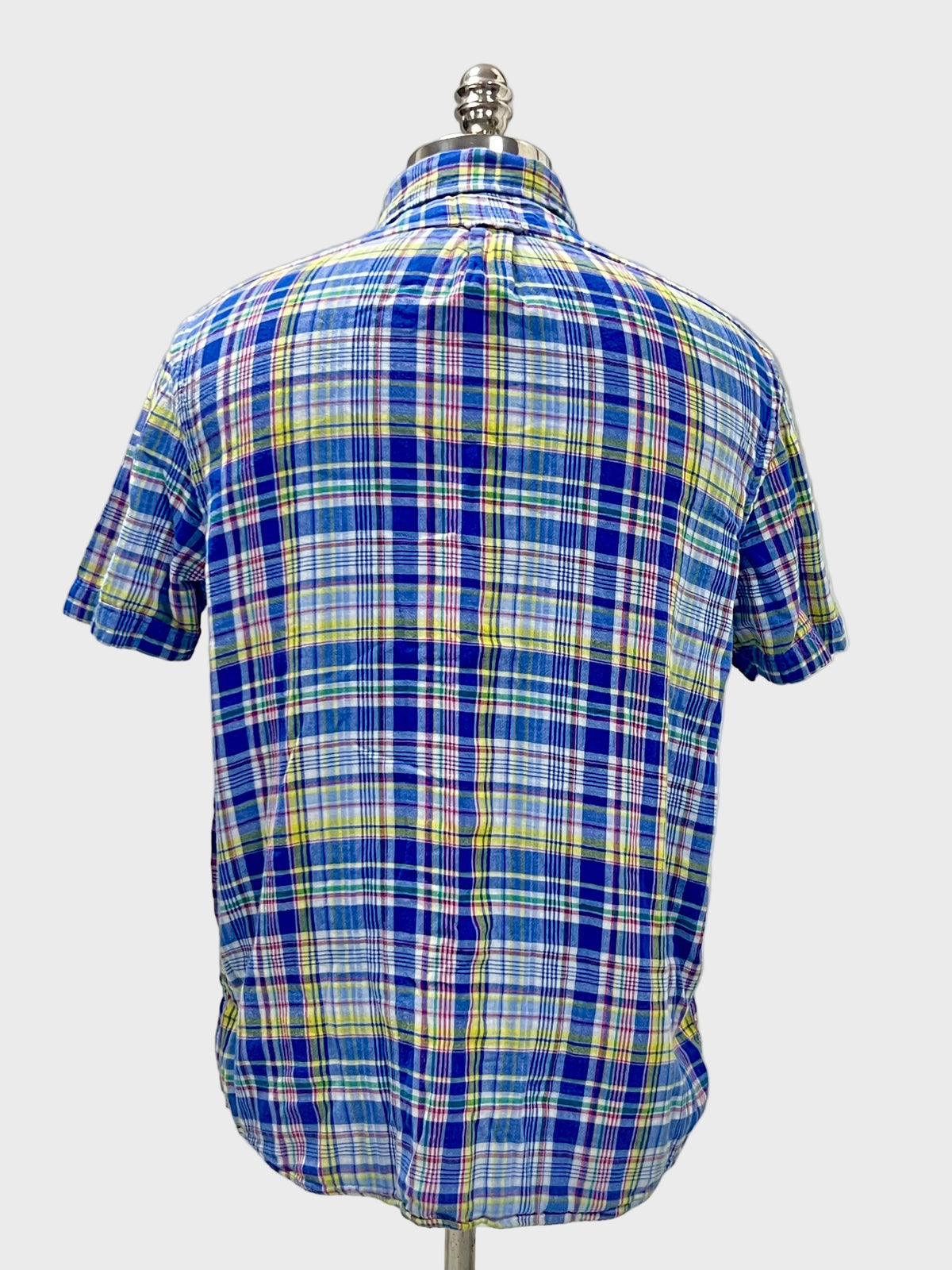 Camisa Polo Ralph Lauren 🏇🏼 Algodón doble capa de cuadros en color azul, amarillo y blanco Talla L Entalle Regular