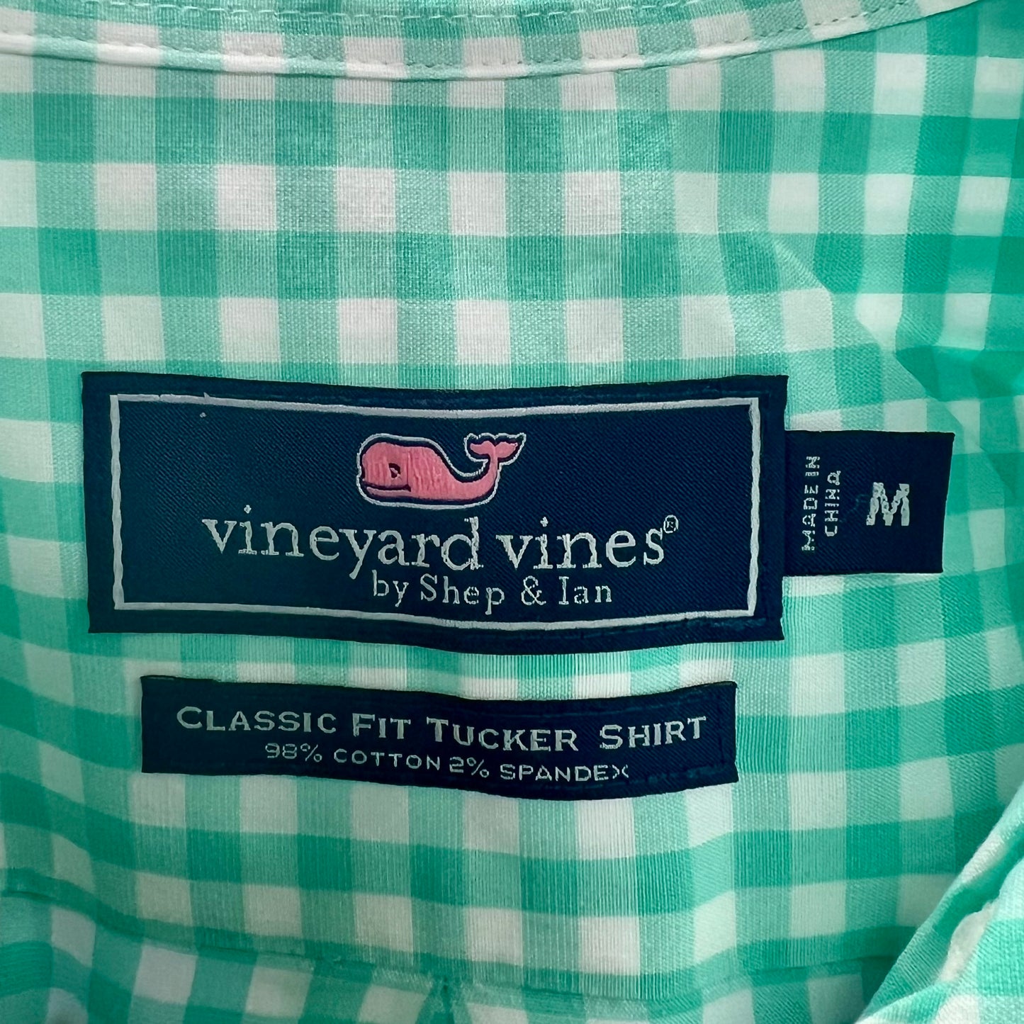 Camisa de cuadros Vineyard Vines 🐳 en color turquesa y blanco Talla M Entalle Clásico