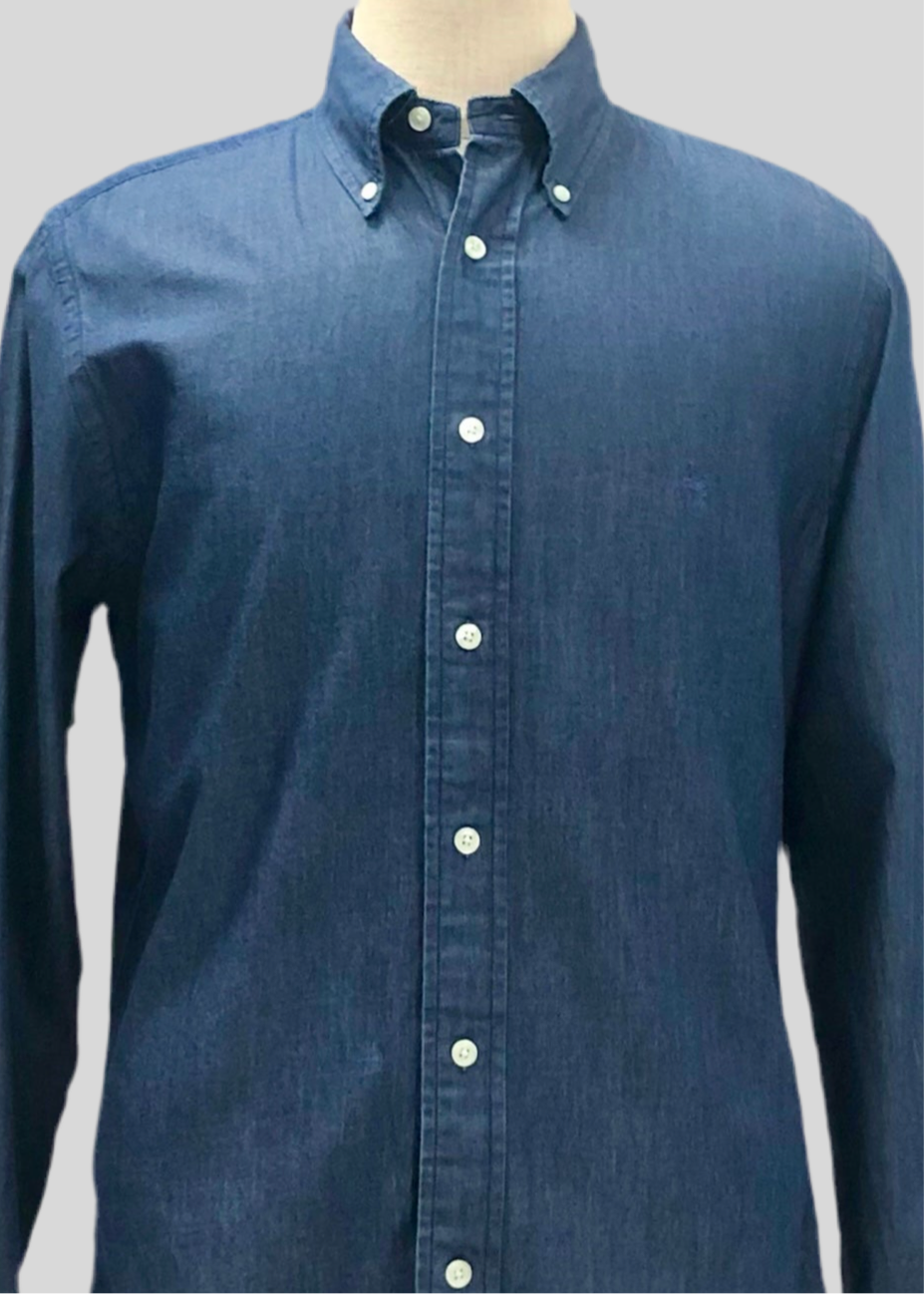 Camisa de botones Brooks Brothers 🐑 de jeans en color azul Talla M Entalle Regular