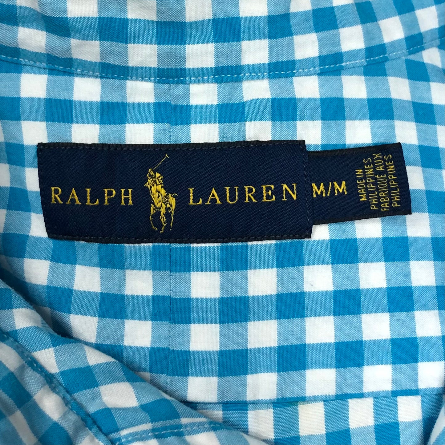 Camisa Polo Ralph Lauren 🏇🏼 con patrón de cuadros gingham turquesa y blanco Talla M Entalle Regular