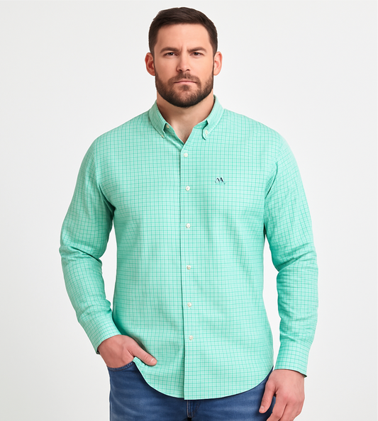 Camisa de botones Southern Tide  🐟 Color Blanco con patron de cuadros en color verde y azul navy Talla L Entalle Regular