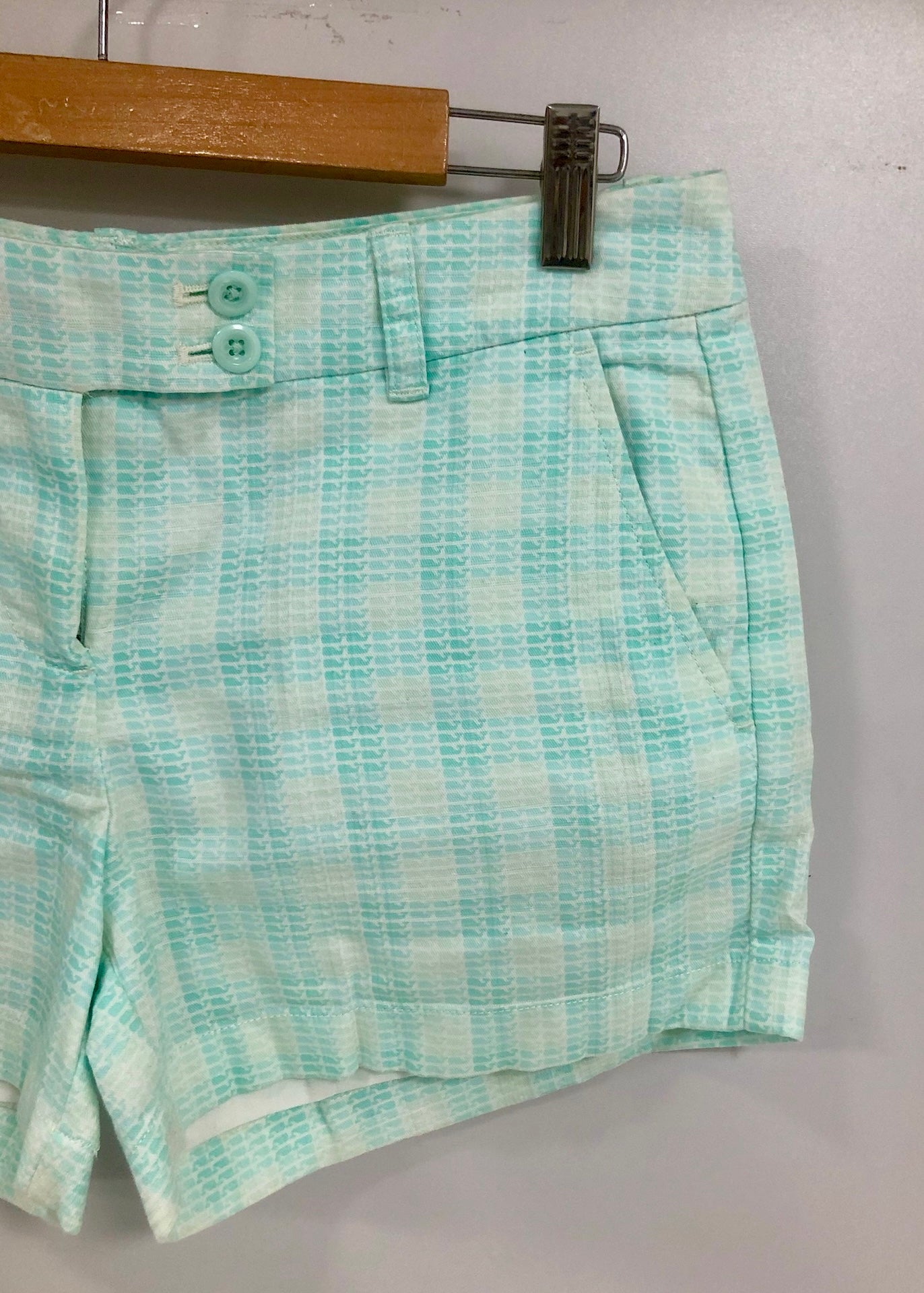 Short de mujer Vineyard Vines 🐳 de cuadros en color verde y blanco Talla S