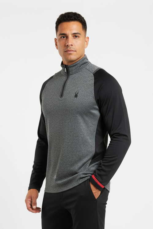 Sueter Jersey Spyder 🕷 color gris oscuro y negro con logo en color negro Talla S
