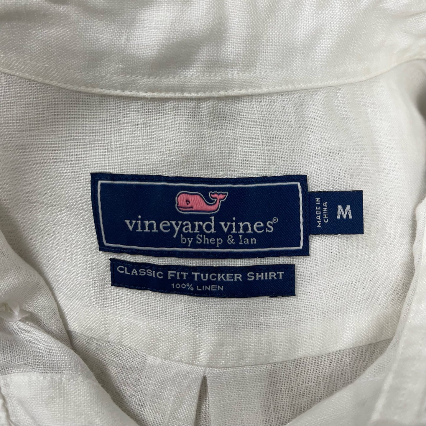 Camisa de cuadros Vineyard Vines 🐳 de lino en color blanco Talla M Entalle Clásico