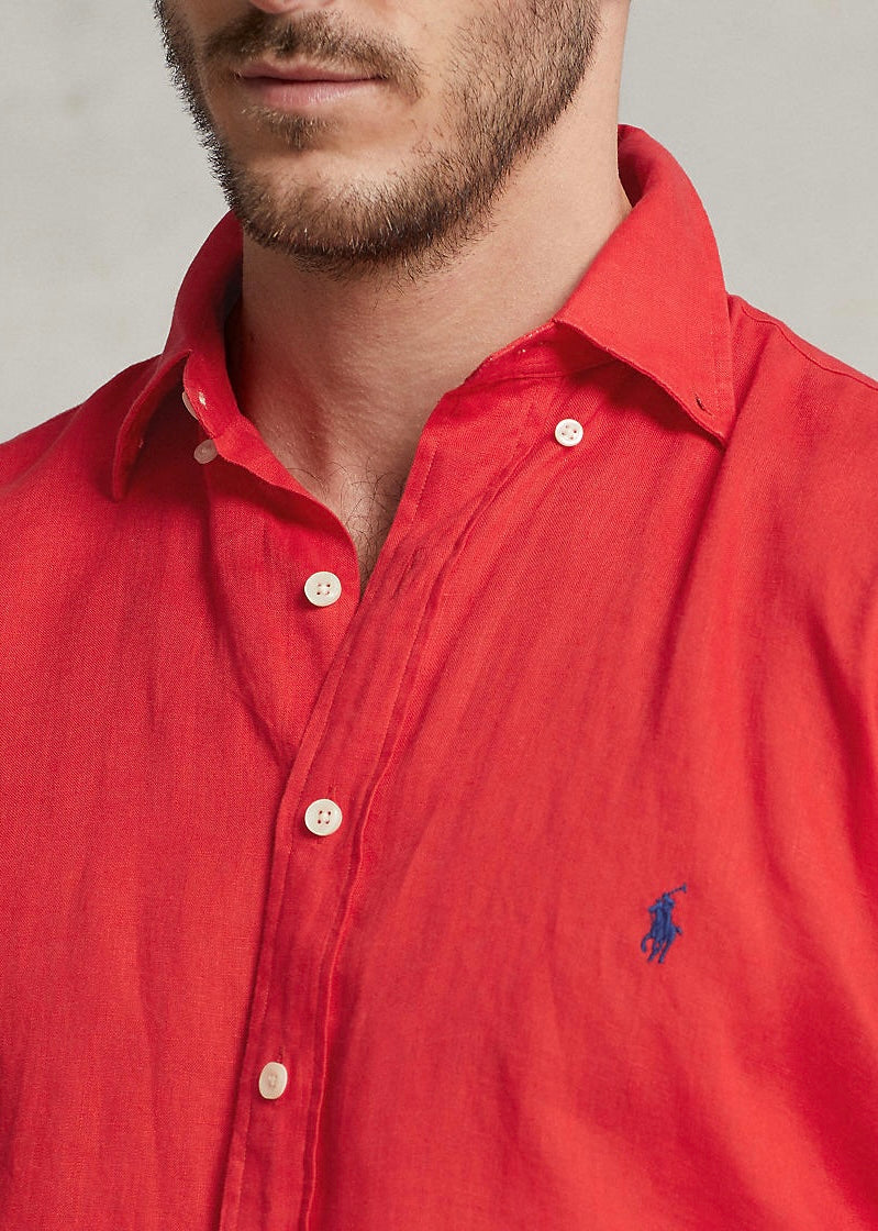 Camisa de botones Polo Ralph Lauren 🏇🏼 De Lino en color rojo Talla XXL Entalle Regular