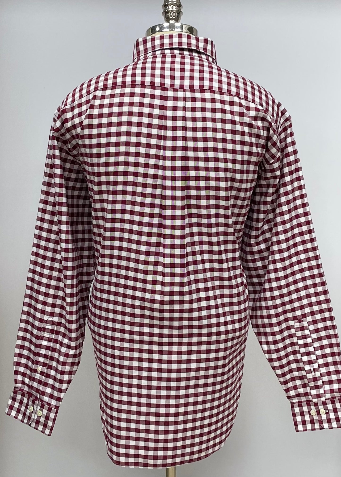 Camisa Brooks Brothers 🐑 color blanco con patrón de cuadros gingham en rojo oscuro Talla XXL Entalle Regular